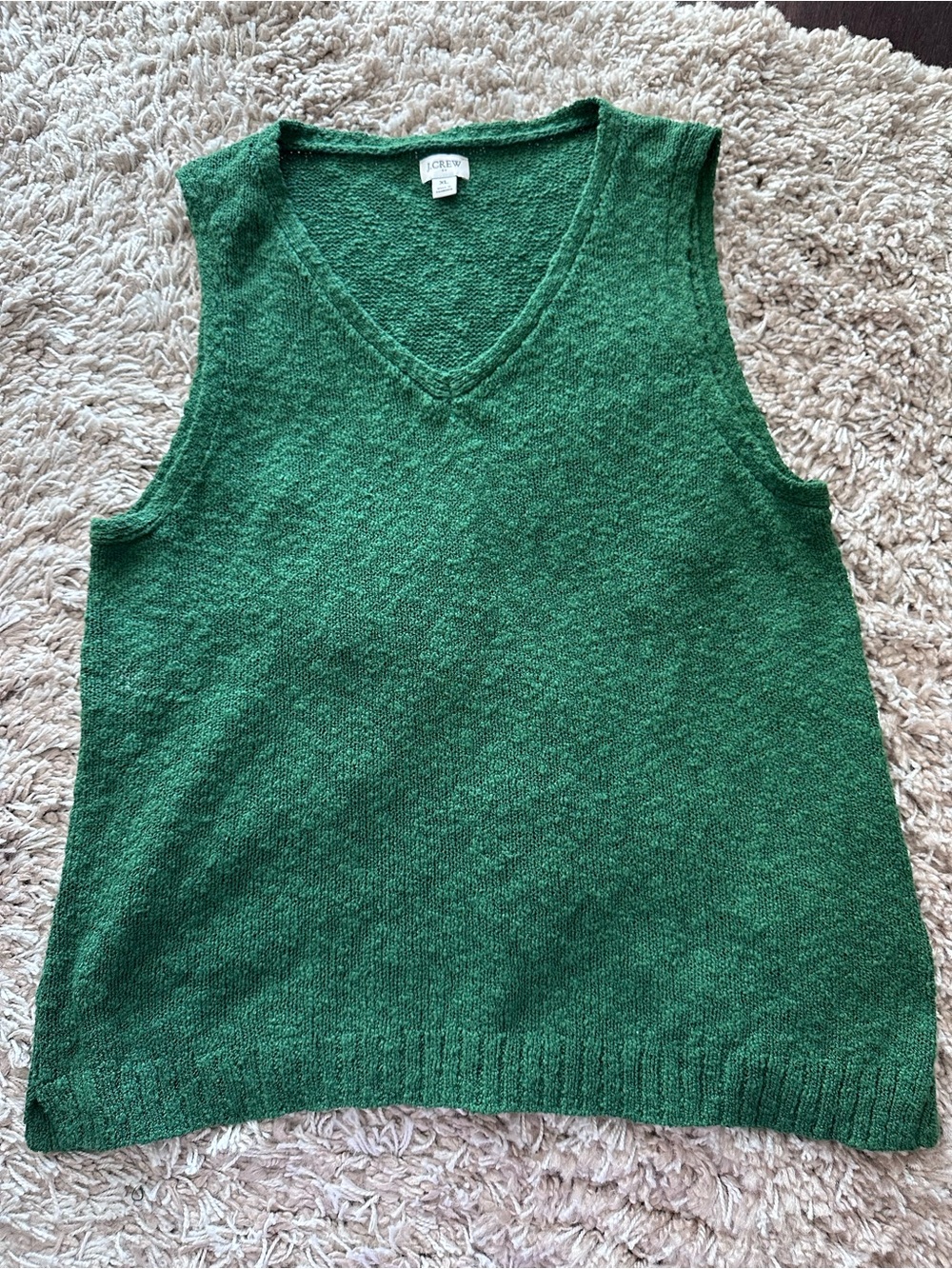 Green V-Neck Knit tank top XL J. Crew Factory